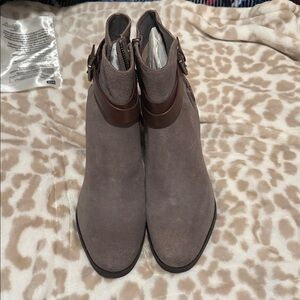 Michael Kors Gray Ankle Boots with Brown Accents